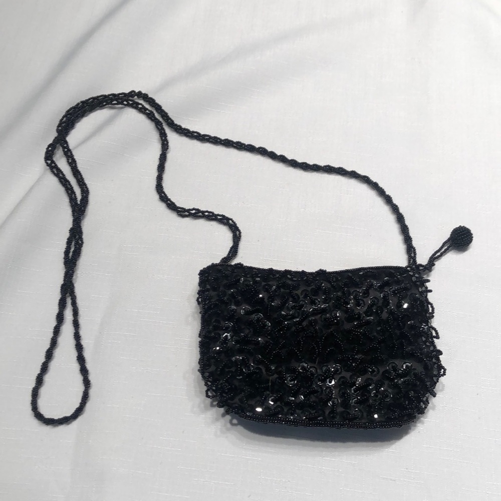 Black beaded evening bag